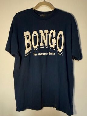 Vintage 90s BONGO Blue Graphic Spell Out T-Shirt Streetwear 1990s One Size
